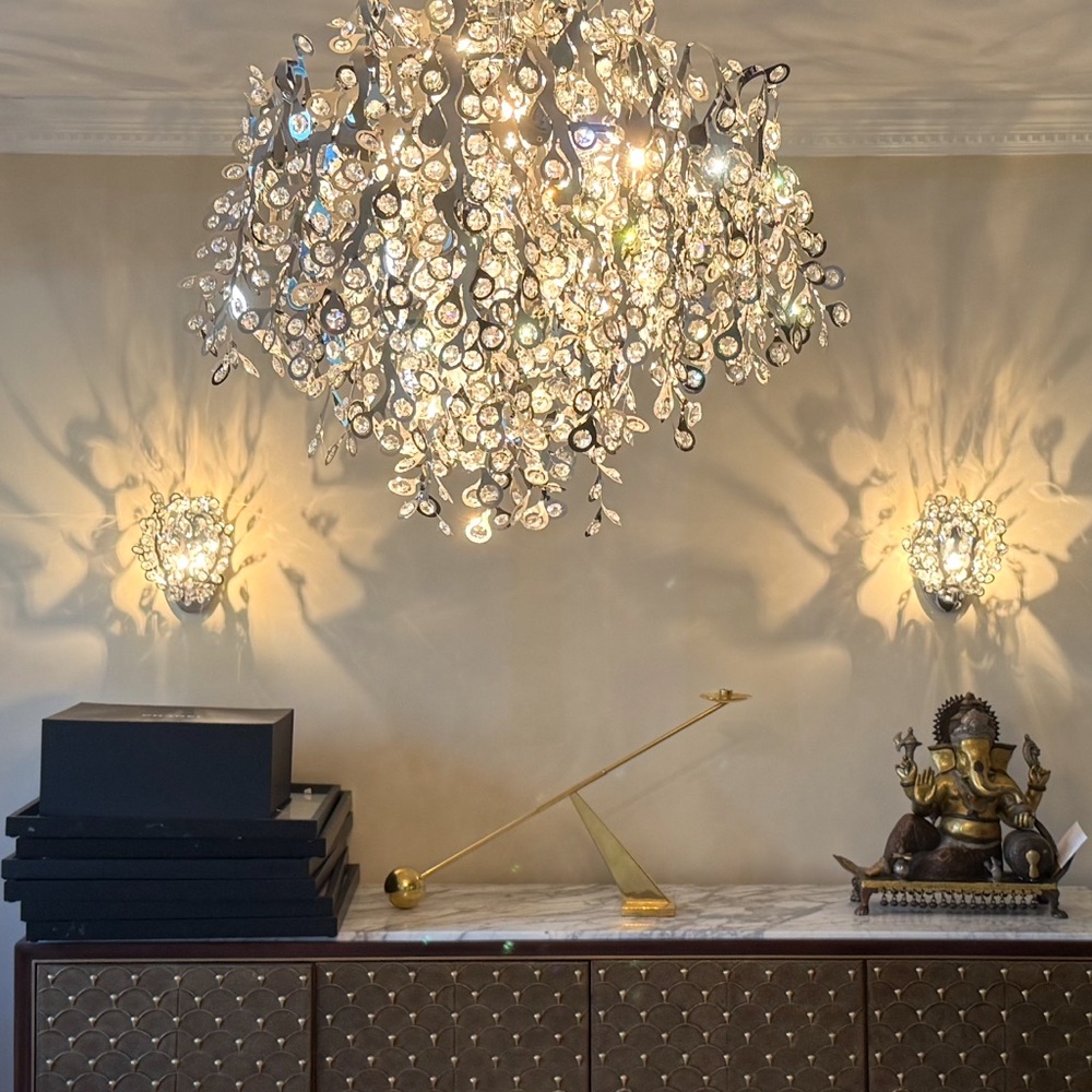 Crystal Drop Chandelier Wall Sconces Set - Clear/Gold Home Wall Décor